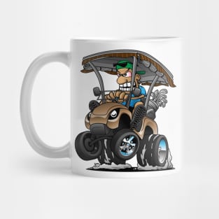 Funny Golf Cart Hotrod Golf Car Popping a Wheelie Cartoon Mug
